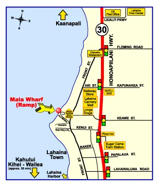 Map To Mala Wharf Maui